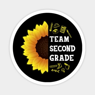 Team Second Grade Shirt First Day Preschool Back to School Sunflower Gift Magnet